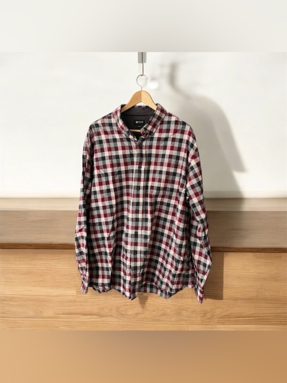 NEW Men's Haggar Classic Plaid Checkered Flannel Button Up Shirt Size XXL